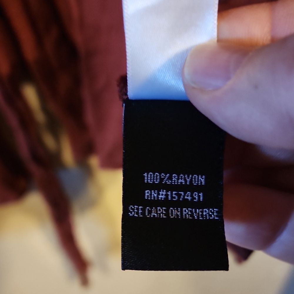 Red Flutter Sleeve Blouse With Tie Front And Ruff… - image 2